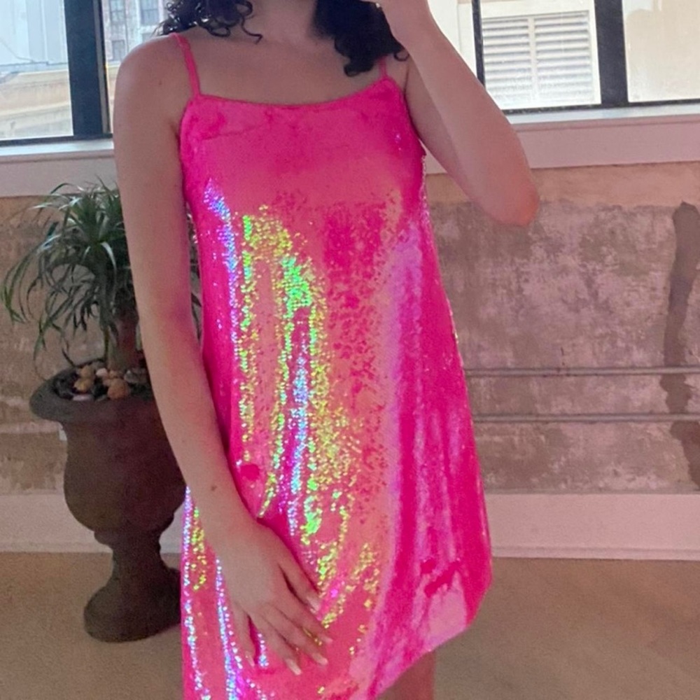 susana monaco hot pink sequin mini dress